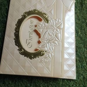 Three step cream crest invite